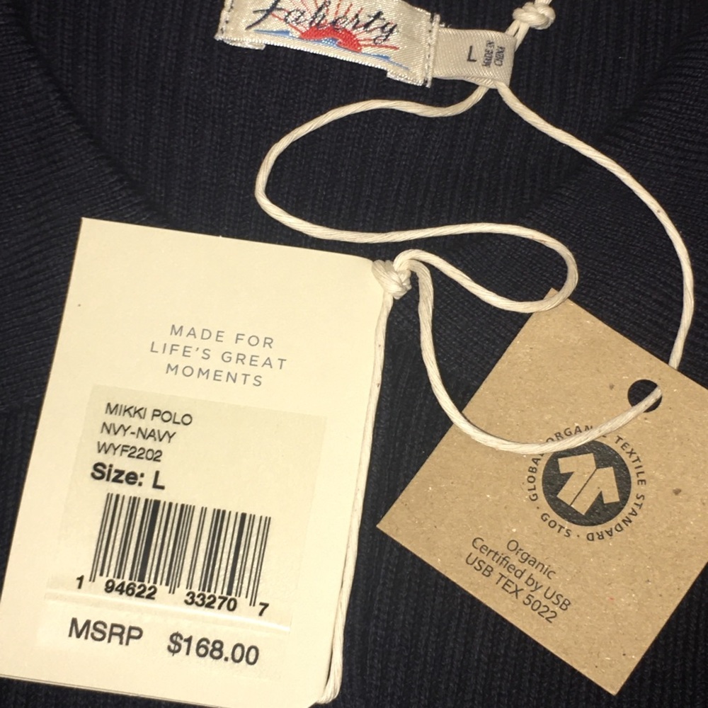 Nwt Faherty Navy Ribbed Button-Front Sweater - image 5